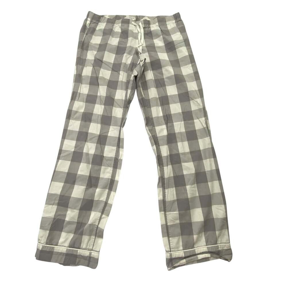 J.Crew Women's Grey and White Buffalo Plaid Pajama Pants
